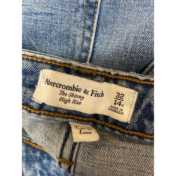 Abercrombie & Fitch High Waisted Distressed Skinny Leg Denim Jeans Pants Size 32 - Picture 3 of 3